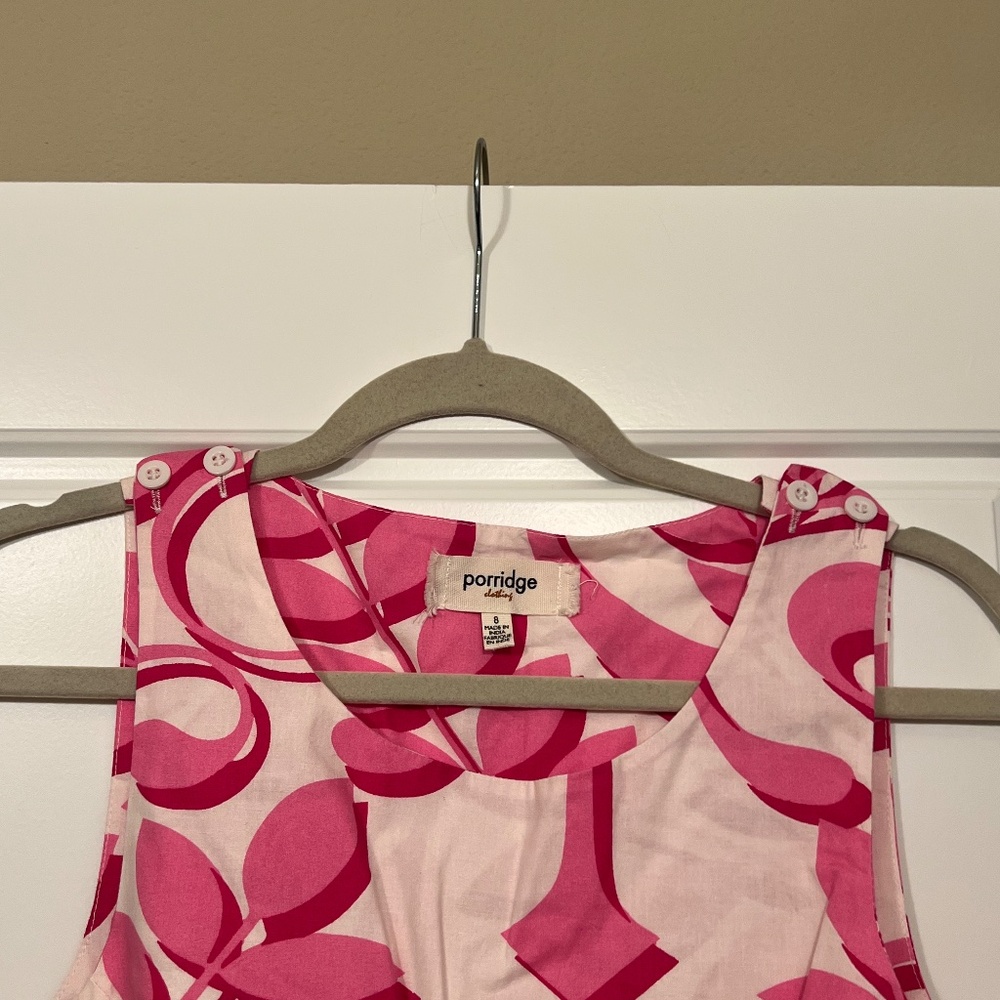 Anthro: Porridge Pink Flower Cut Out Back Short Romper Size 8 - Picture 3 of 6